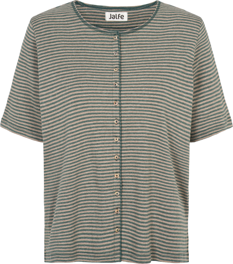 Boxy button shirt stripes organic cotton